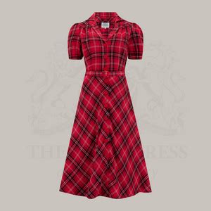 Lisa Shirtwaister Dress in Red Check Tartan 